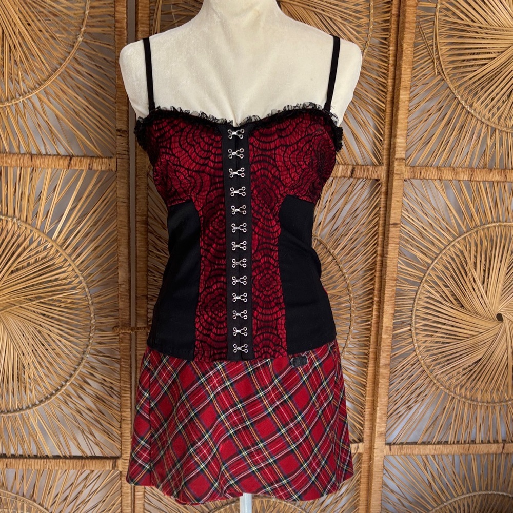 Royal bones by Tripp nyc red and black corset top